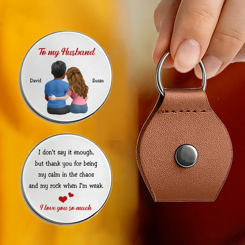 Personalized Pocket Hug Token for Husband, Custom Couple Hug Illustration, Everyday Keepsake, Unique Romantic Gift - Image 3