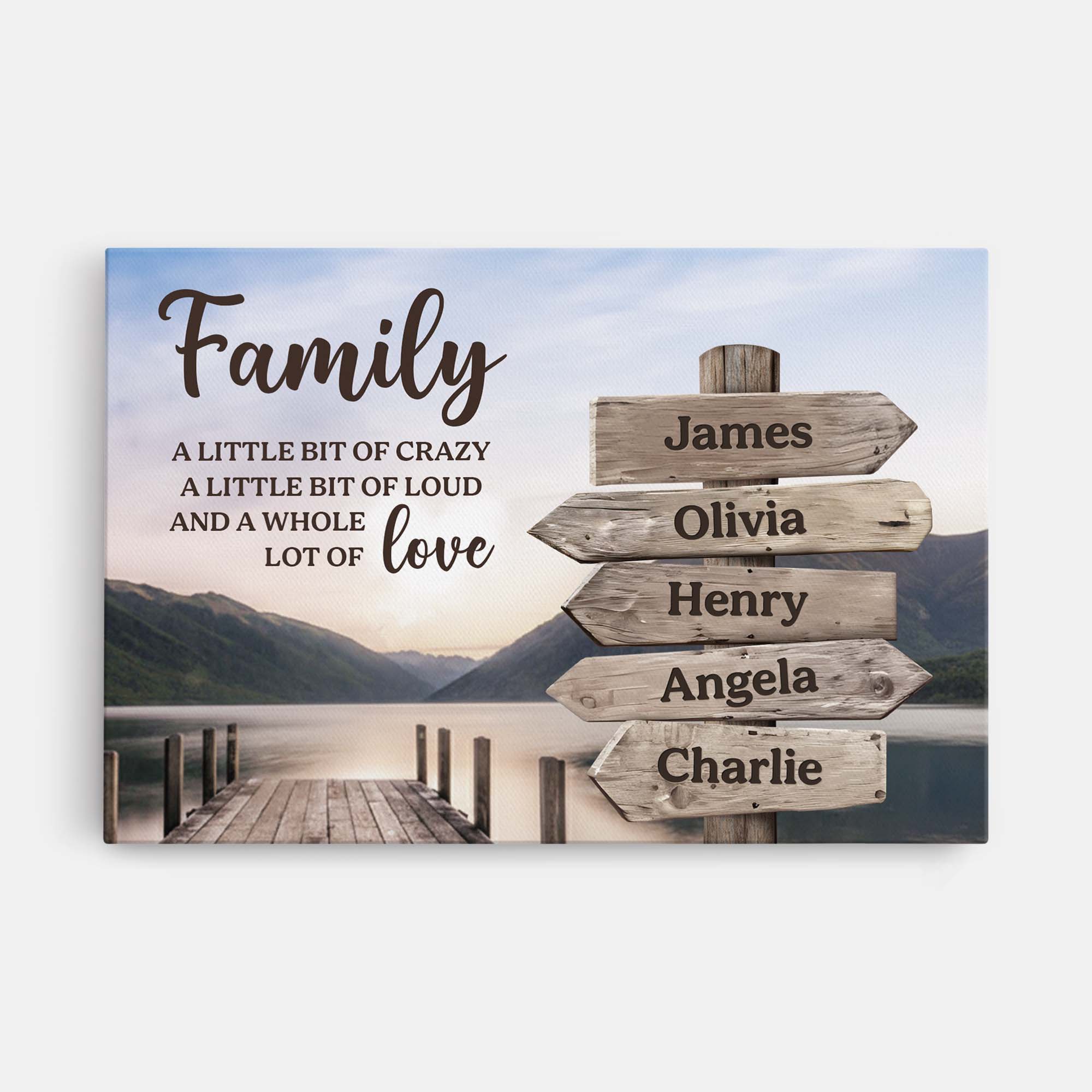 Family Love Quote Poster with Custom Names, Scenic Dock and Mountains Wall Decor, Thoughtful Unique Gift - Image 6