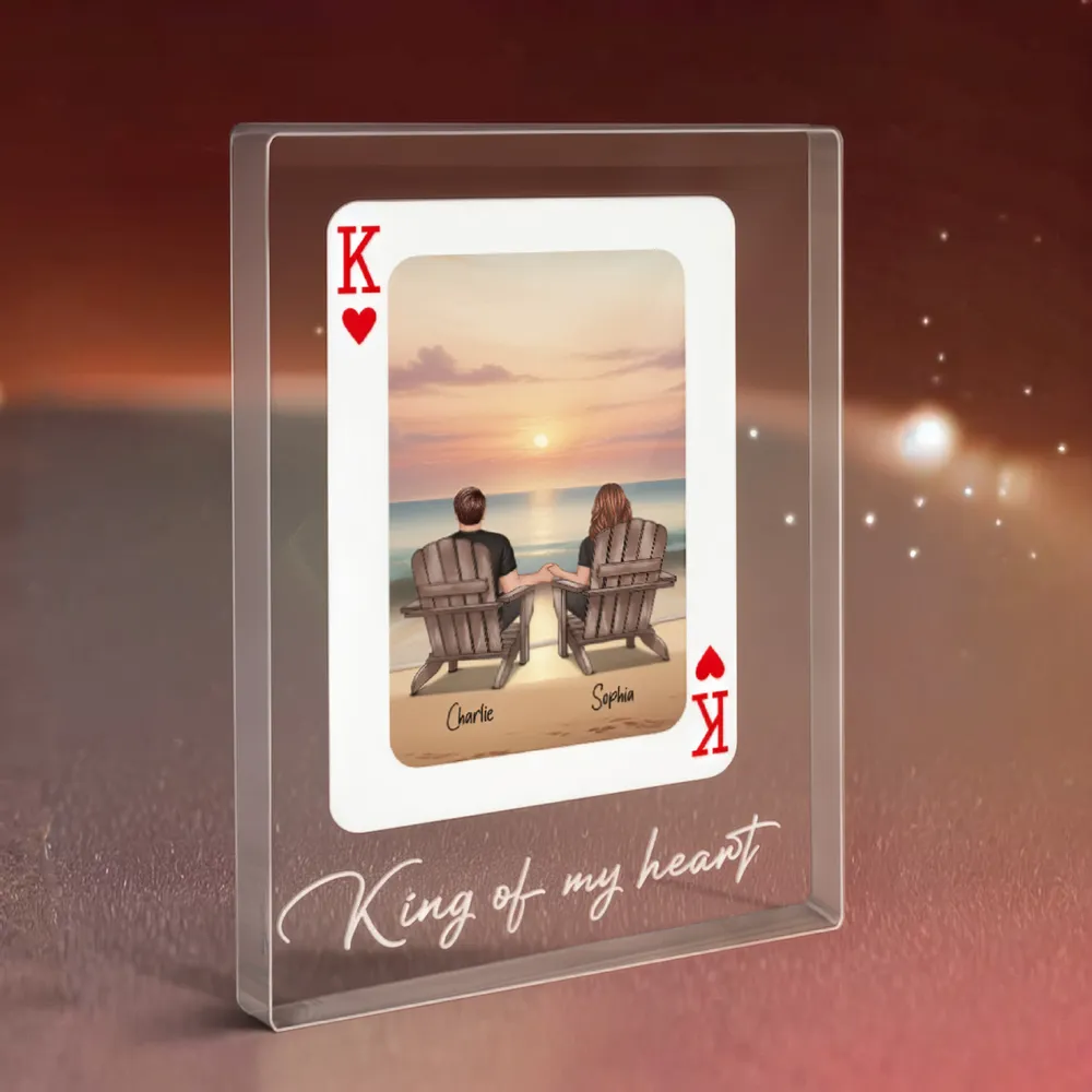 Rectangle Acrylic Block Plaque Personalized for Couples, Beach Chairs at Sunset, Sweet Desk Decor Keepsake Gift for Your Partner - Image 2