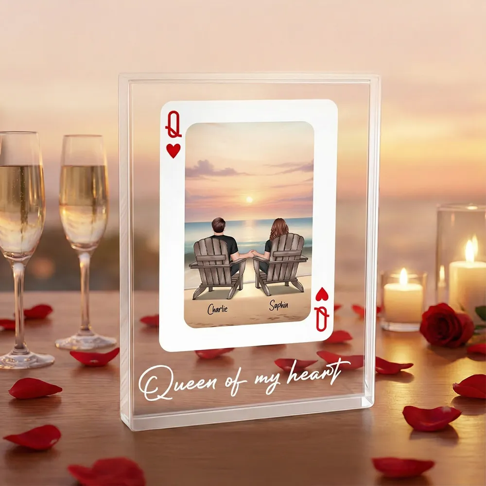 Rectangle Acrylic Block Plaque Personalized for Couples, Beach Chairs at Sunset, Sweet Desk Decor Keepsake Gift for Your Partner - Image 3