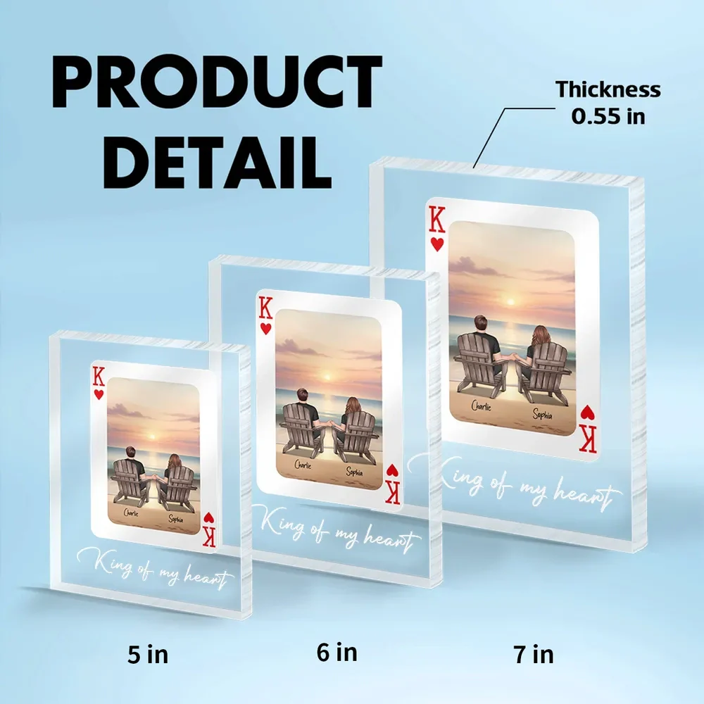Rectangle Acrylic Block Plaque Personalized for Couples, Beach Chairs at Sunset, Sweet Desk Decor Keepsake Gift for Your Partner - Image 4