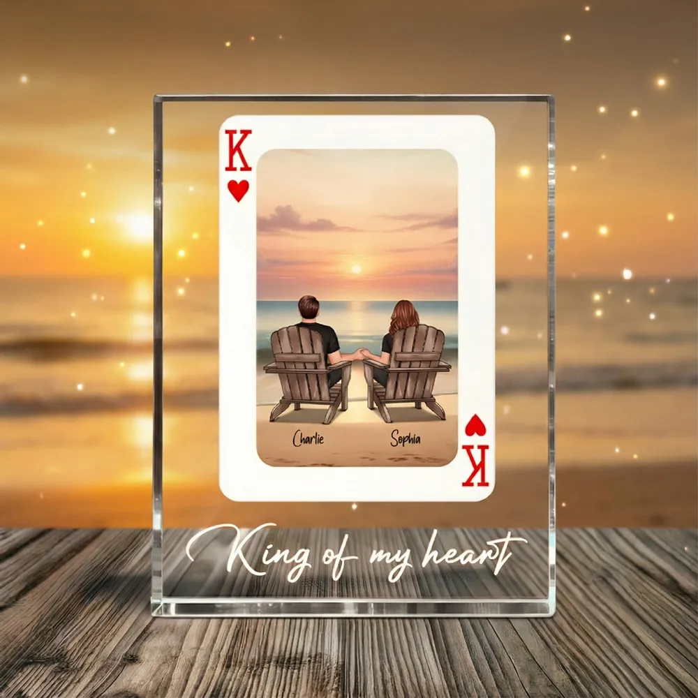 Rectangle Acrylic Block Plaque Personalized for Couples, Beach Chairs at Sunset, Sweet Desk Decor Keepsake Gift for Your Partner - Image 6