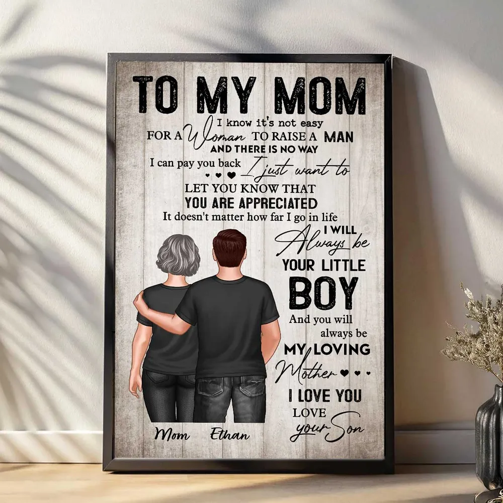 To My Mom From Son Personalized Poster, Always Be Your Little Boy Quote Wall Art, Meaningful Unique Gift for Mom - Image 5