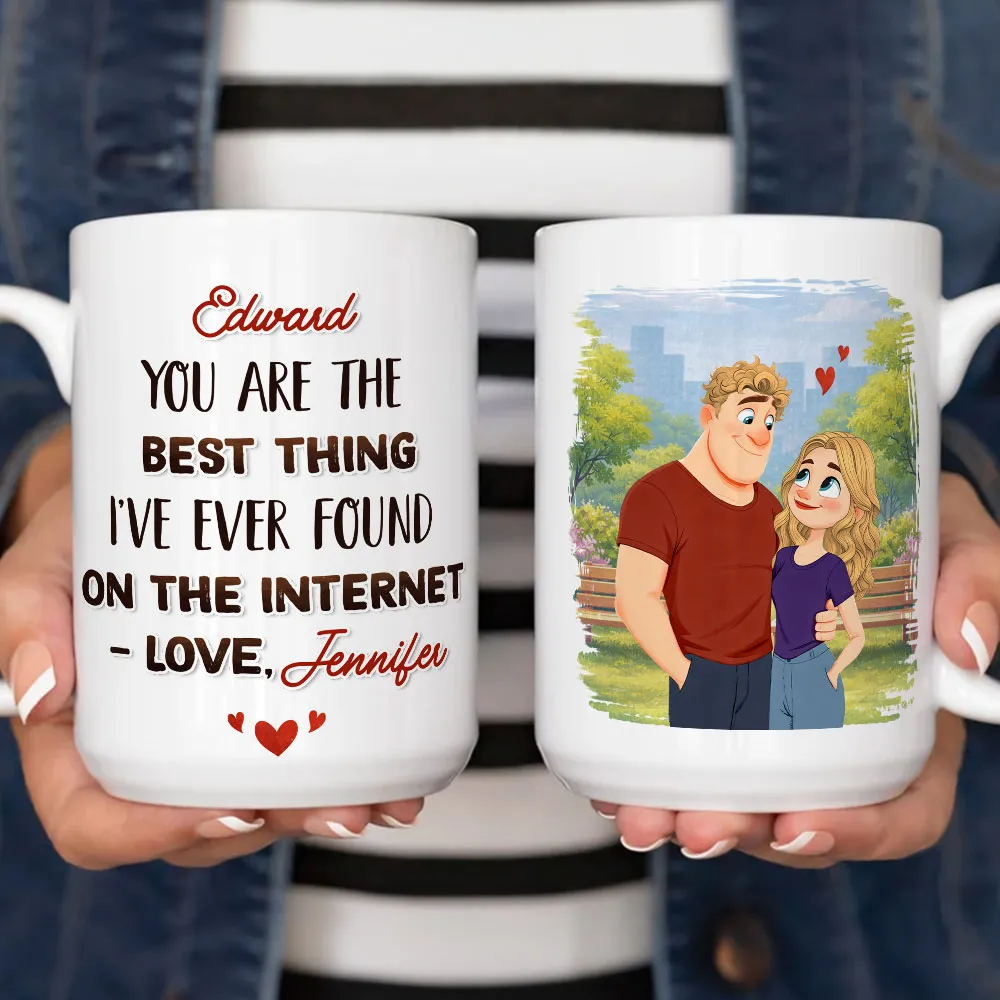 Ceramic Mug Personalized with Sweet Internet Love Message, Park Couple Art, Unique Valentine's Day Gift for Couple - Image 6
