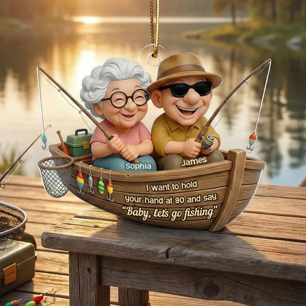 Acrylic Ornament 'Baby, Let's Go Fishing' - Personalized Cute Boat Scene for Couples, A Romantic Unique Gift - Image 5