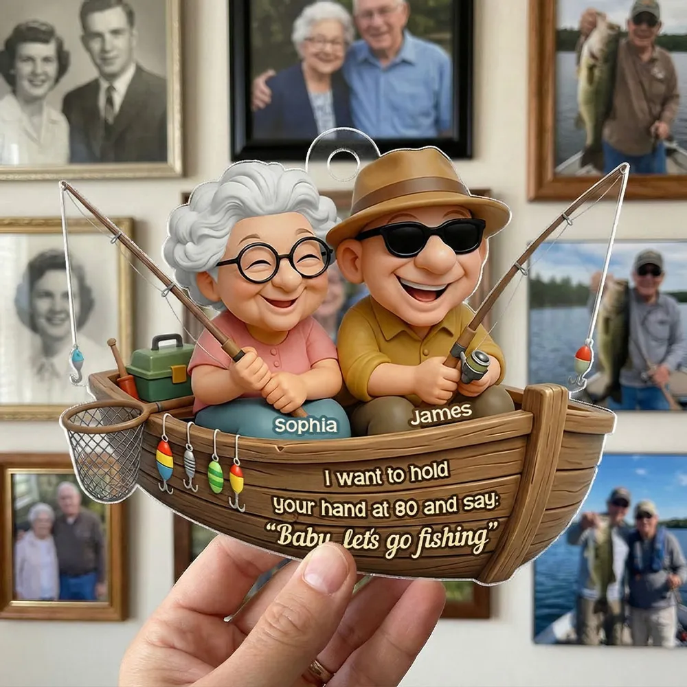 Acrylic Ornament 'Baby, Let's Go Fishing' - Personalized Cute Boat Scene for Couples, A Romantic Unique Gift - Image 7