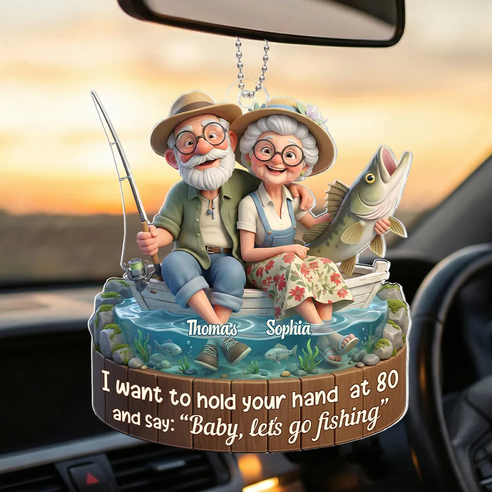 Acrylic Ornament Personalized Sweet Fishing Date Scene Heartwarming Holiday Decor Unique Creative Gift for Couples - Image 3