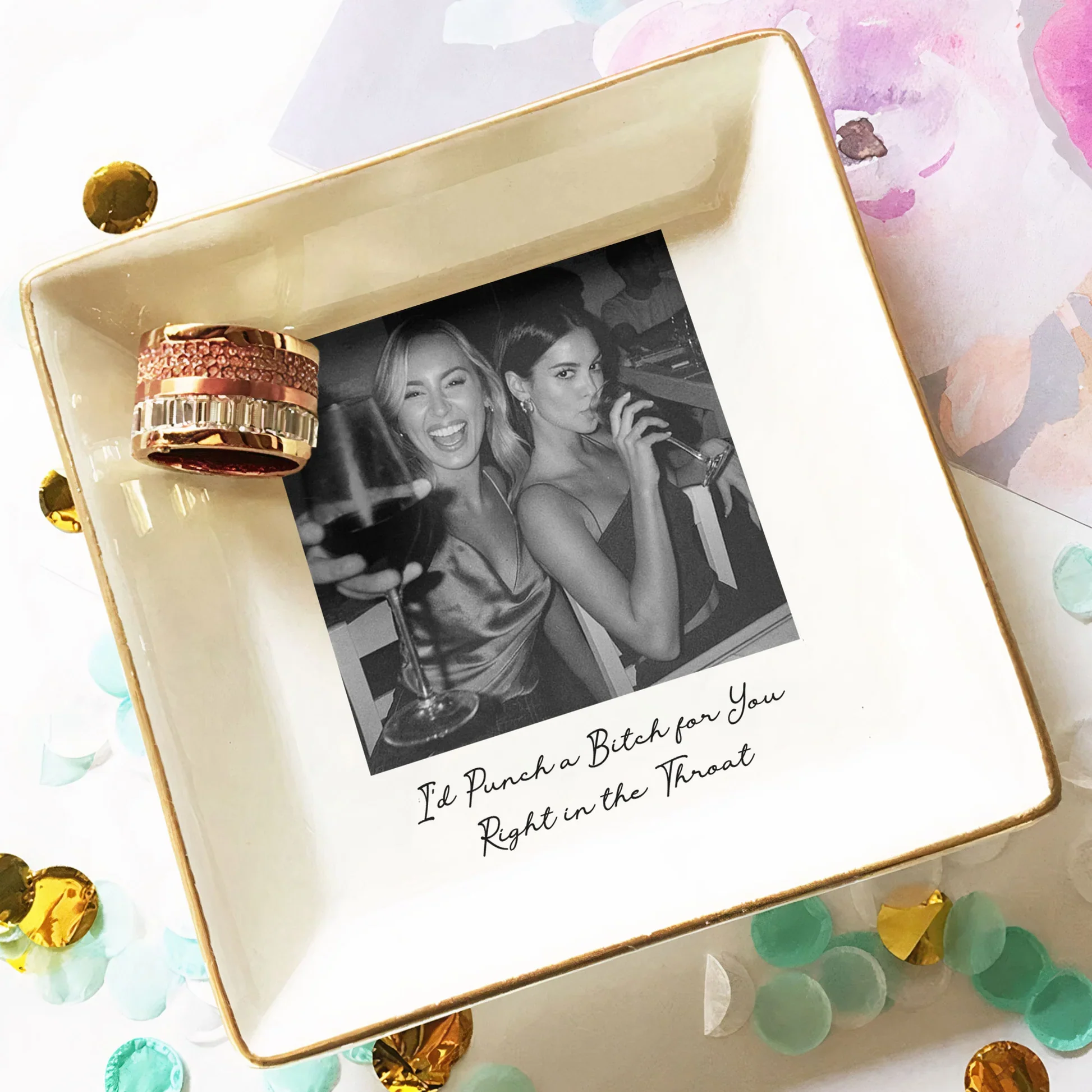 Personalized Photo Jewelry Dish, Best Friend Vanity Decor, Funny Keepsake Tray, Unique Gift for Bestie - Image 8