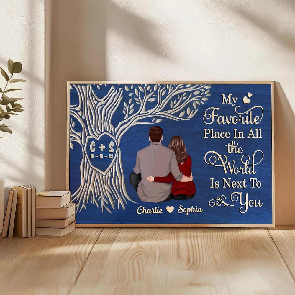 My Favorite Place Is Next To You Poster, Custom Couple Keepsake Wall Art, Cozy Blue Modern Look, Unique Anniversary Gift - Image 4