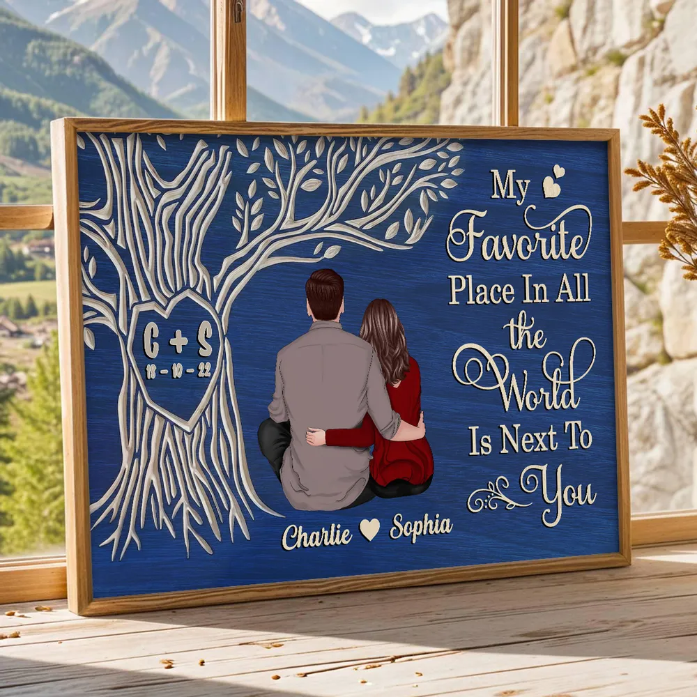 My Favorite Place Is Next To You Poster, Custom Couple Keepsake Wall Art, Cozy Blue Modern Look, Unique Anniversary Gift - Image 5