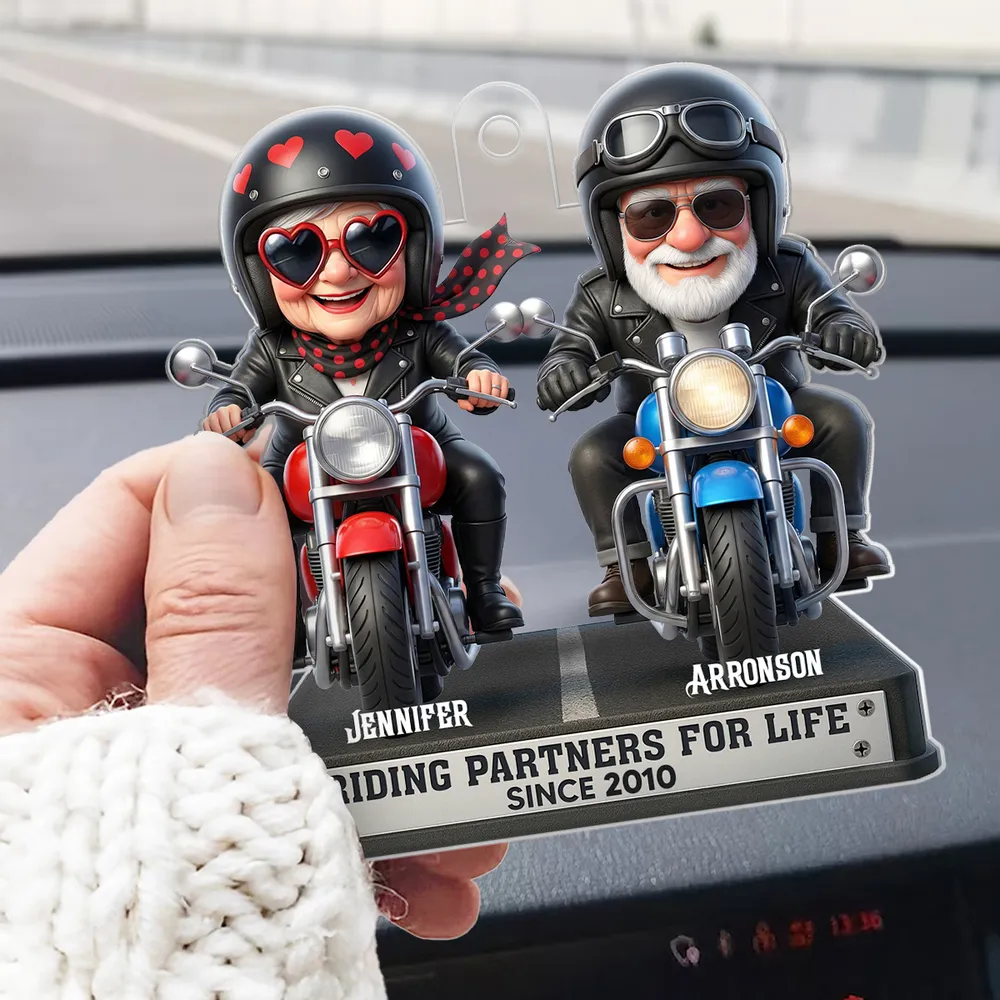 Acrylic Car Hanger Riding Partners for Life - Personalized Cute Motorcycle Couple Mirror Decor, Unique Gift - Image 3