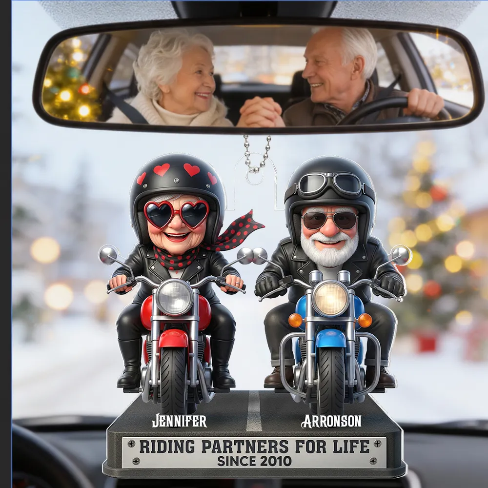 Acrylic Car Hanger Riding Partners for Life - Personalized Cute Motorcycle Couple Mirror Decor, Unique Gift - Image 6