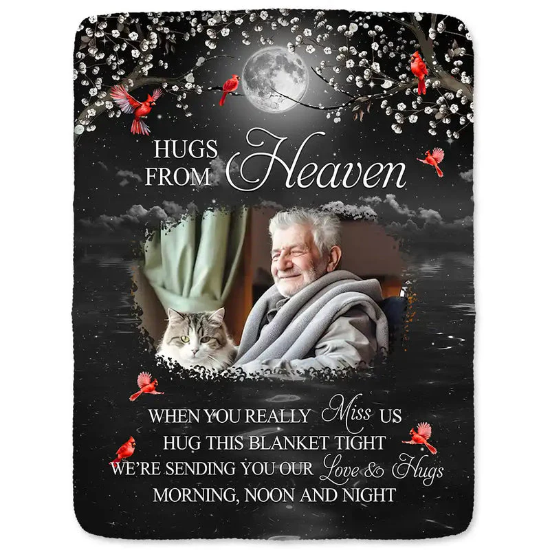 Custom Photo Fleece Blanket A Hug From Heaven When You Really Miss Me Comforting Remembrance Gift - Image 2
