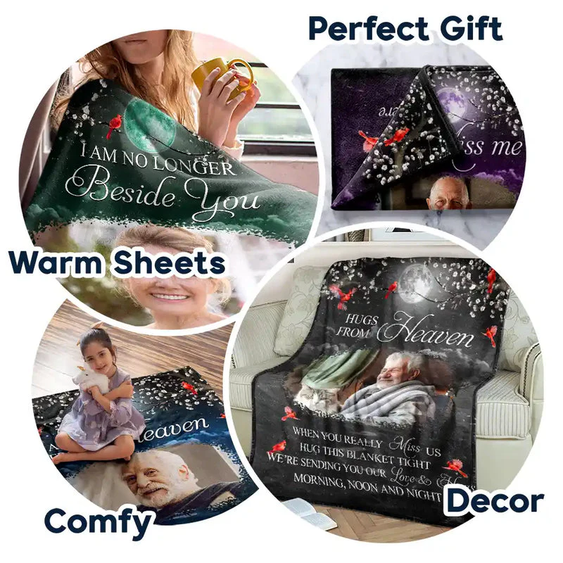 Custom Photo Fleece Blanket A Hug From Heaven When You Really Miss Me Comforting Remembrance Gift - Image 6