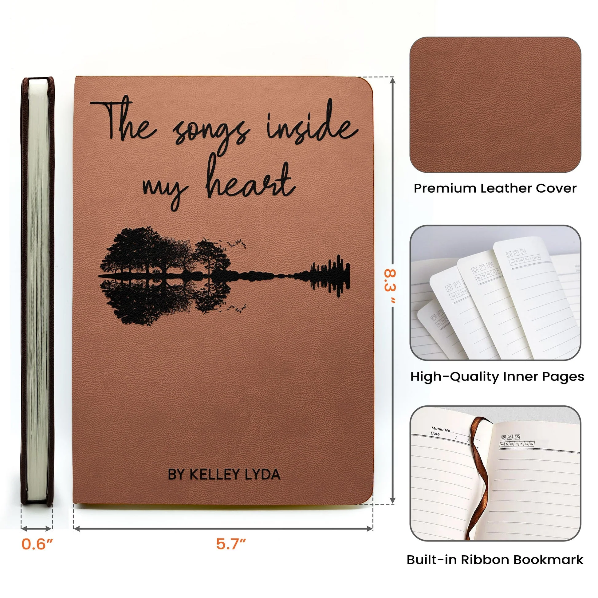 Personalized Leather Journal Music Quote Cover Lyric Journal Look for the Unique Creative Gift for Songwriters - Image 4