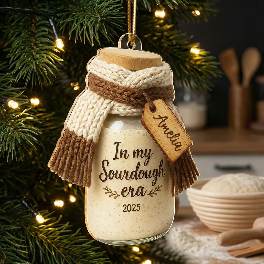 Personalized Acrylic Ornament In My Sourdough Era Cute Jar Design Christmas Tree Decor Unique Gift for Bakers - Image 8