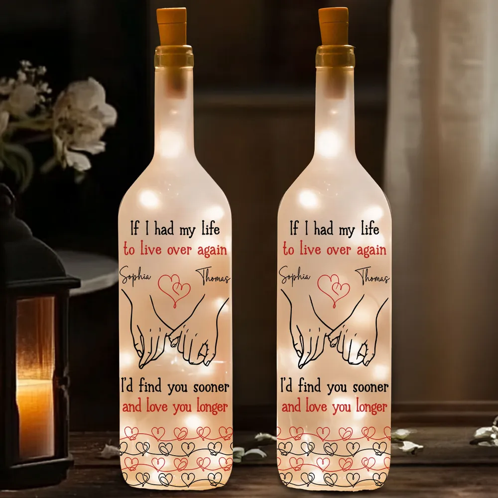 Personalized Bottle Lamp with Holding Hands Love Quote, Warm Glow Bedroom Decor, Unique Romantic Gift for Couple - Image 2