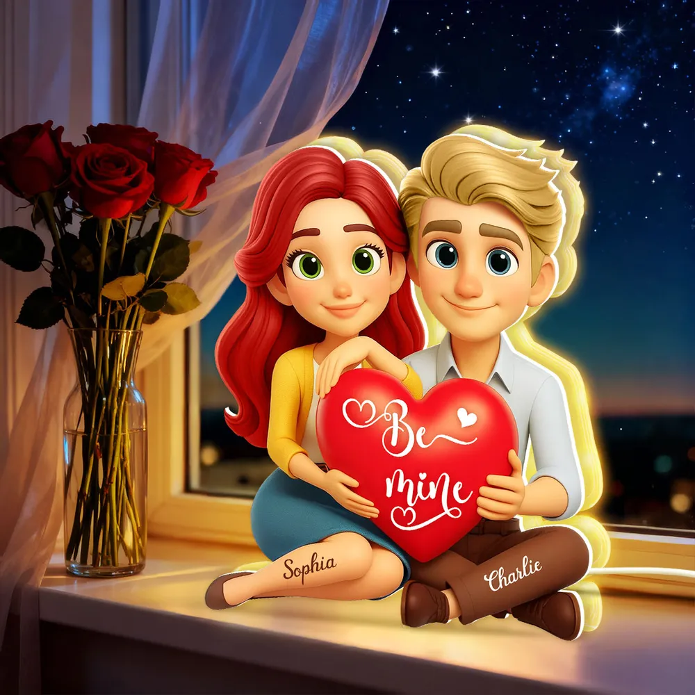 Custom Acrylic Light Box Night City Couple Sitting with Heart - Sweet You & Me Keepsake, Warm Light Gift for Couples - Image 3