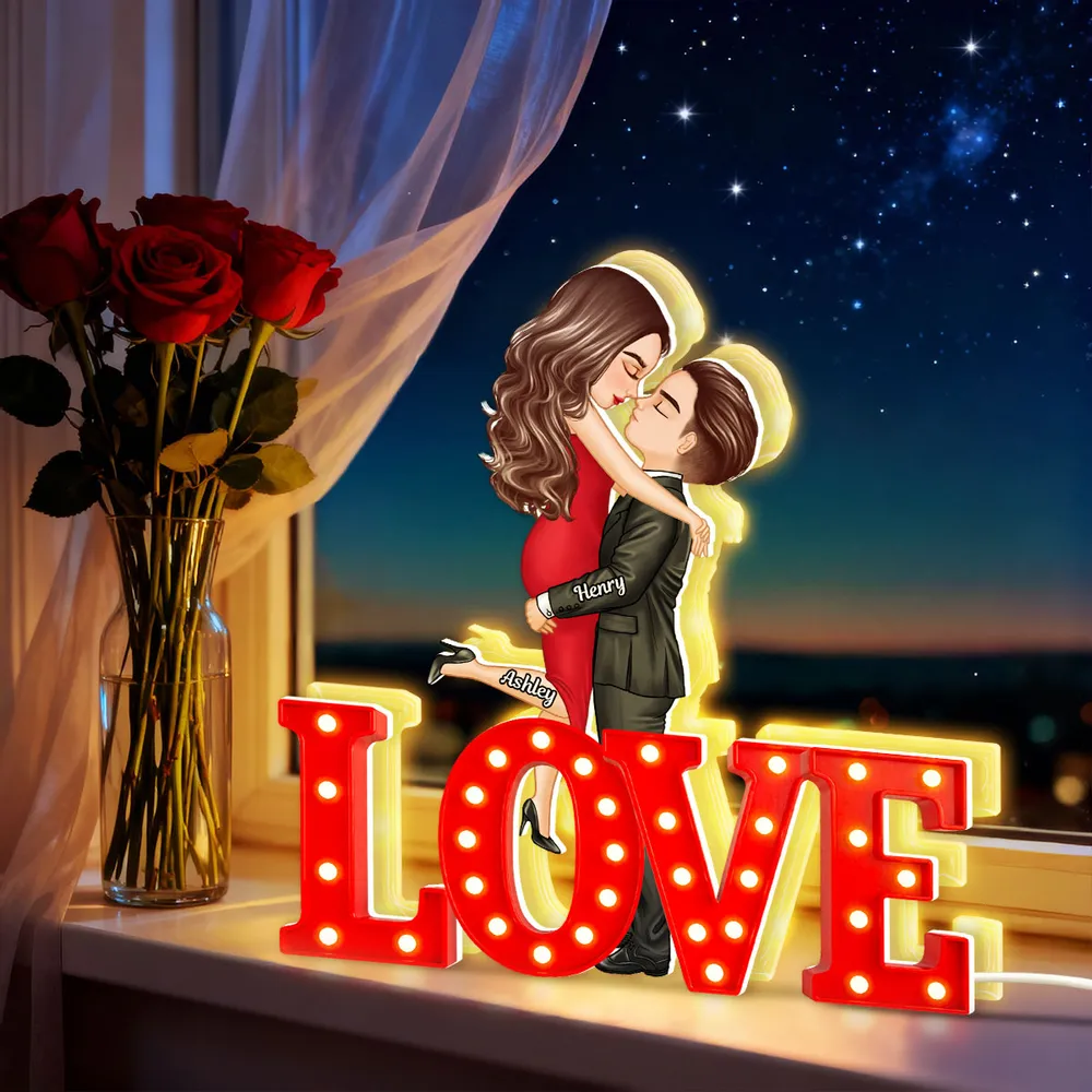 Personalized Love Acrylic Light Box, Kissing Couple in Warm Glow, Unique Romantic Gift for Wife Husband Girlfriend Boyfriend - Image 3