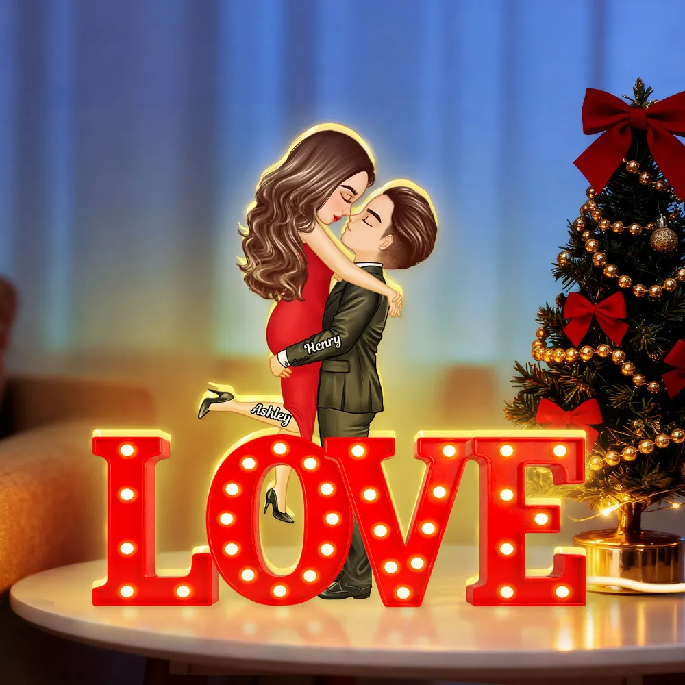 Personalized Love Acrylic Light Box, Kissing Couple in Warm Glow, Unique Romantic Gift for Wife Husband Girlfriend Boyfriend - Image 4