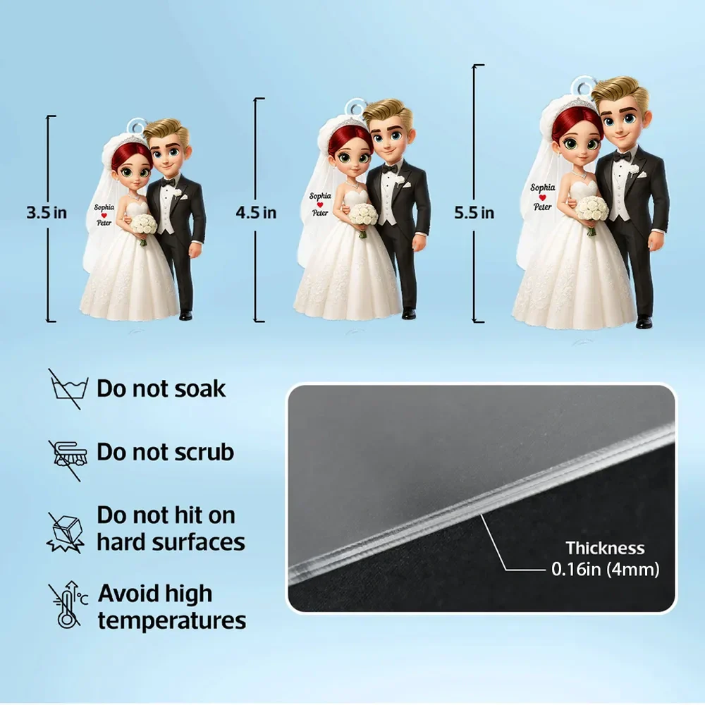 Wedding Couple Acrylic Car Hanger Romantic Rearview Mirror Charm Sweet Car Decor Unique Gift for Couples - Image 6