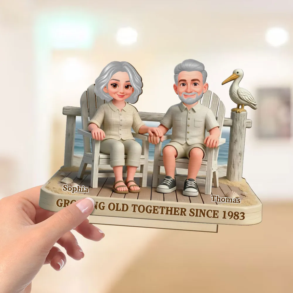 Personalized 2-Layer Wooden Plaque Beach Chair Couple Scene, Unique Anniversary Gift for Husband or Wife, Heartwarming Keepsake - Image 4