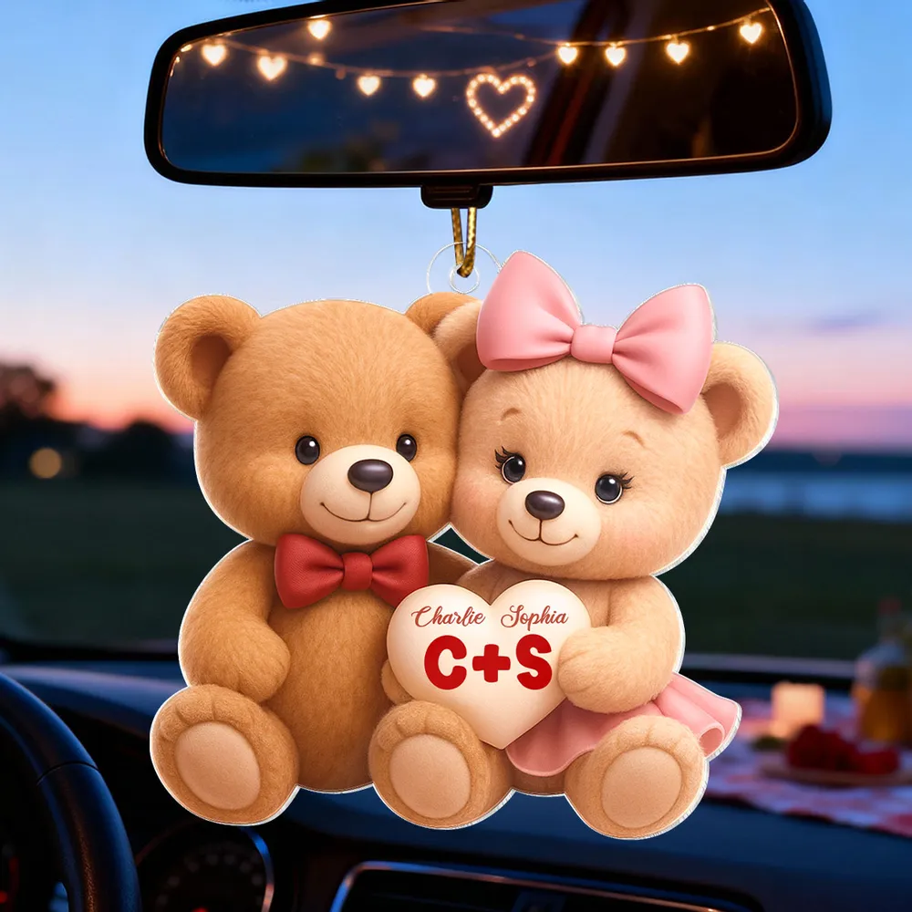 Personalized Acrylic Light Box Cute Bear Couple Holding a Heart Bedroom Lamp with Warm Glow Unique Gift for Couples - Image 8