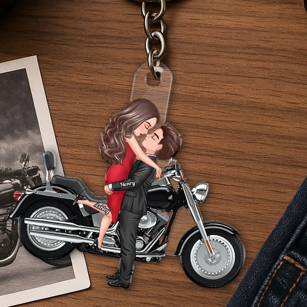 Personalized Couple Kissing Motorcycle Acrylic Keychain, Cute Biker Accessory, Unique Gift for Him or Her - Image 4