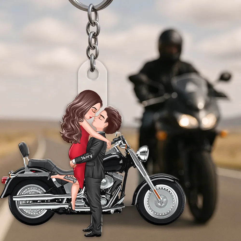 Personalized Couple Kissing Motorcycle Acrylic Keychain, Cute Biker Accessory, Unique Gift for Him or Her - Image 5