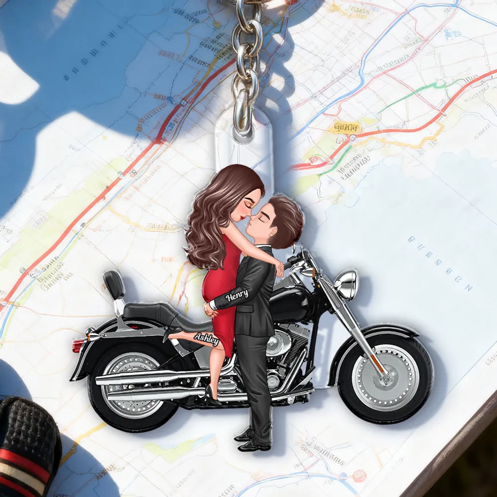Personalized Couple Kissing Motorcycle Acrylic Keychain, Cute Biker Accessory, Unique Gift for Him or Her - Image 6