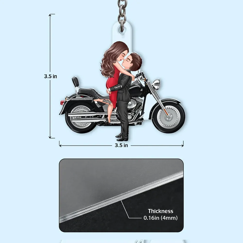 Personalized Couple Kissing Motorcycle Acrylic Keychain, Cute Biker Accessory, Unique Gift for Him or Her - Image 7