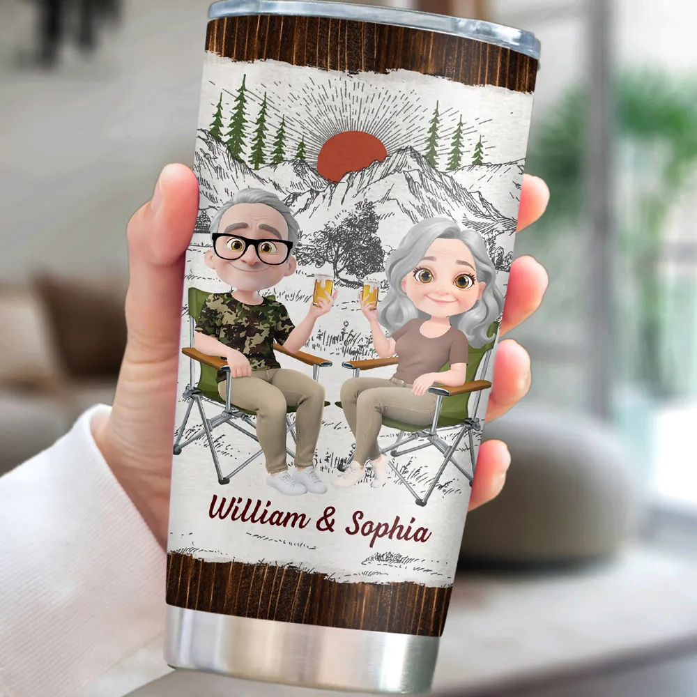Insulated Travel Tumbler with Love Quote and Mountain Sunset Scene, Personalized Unique Gift for Couple - Image 3