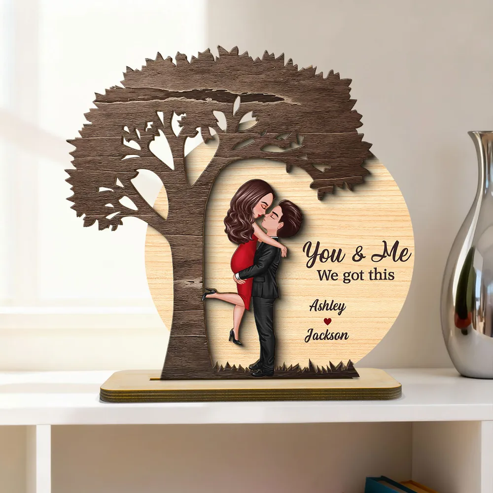 Personalized 2-Layer Wooden Plaque Couple Hugging Under Tree, You & Me Quote, Romantic Home Decor, Unique Gift for Wife or Husband - Image 6