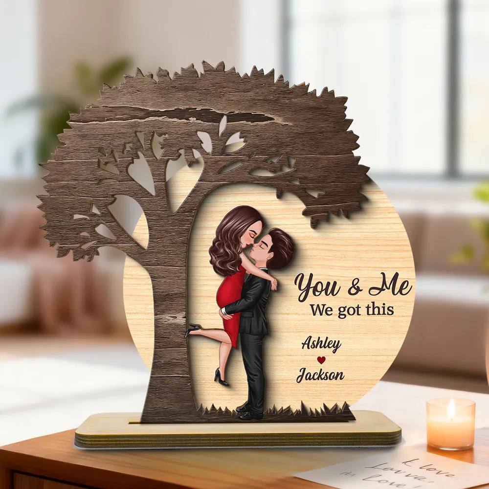 Personalized 2-Layer Wooden Plaque Couple Hugging Under Tree, You & Me Quote, Romantic Home Decor, Unique Gift for Wife or Husband - Image 7