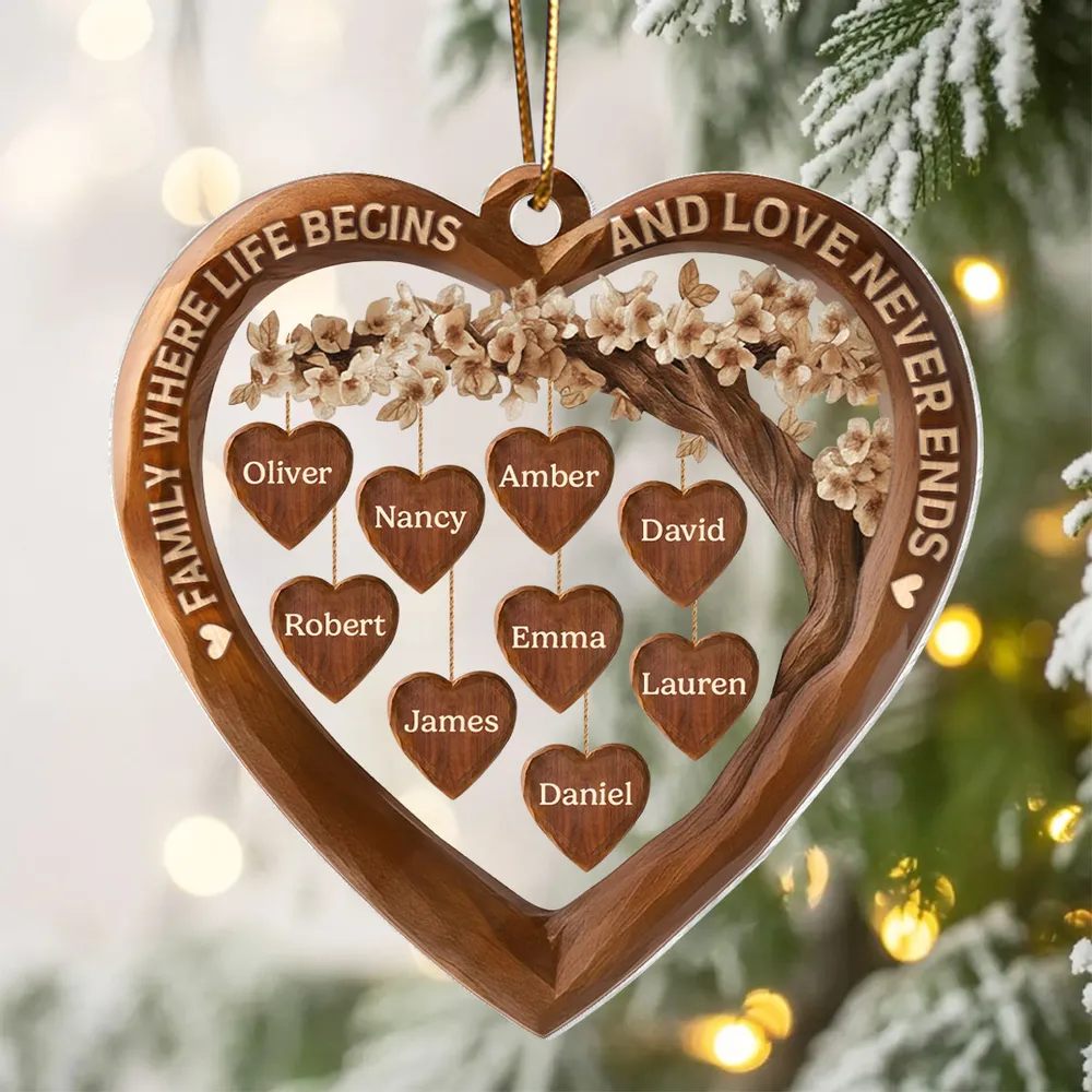 Acrylic Ornament Family Where Life Begins and Love Never Ends Heart Tree Decor, Meaningful Personalized Gift - Image 7