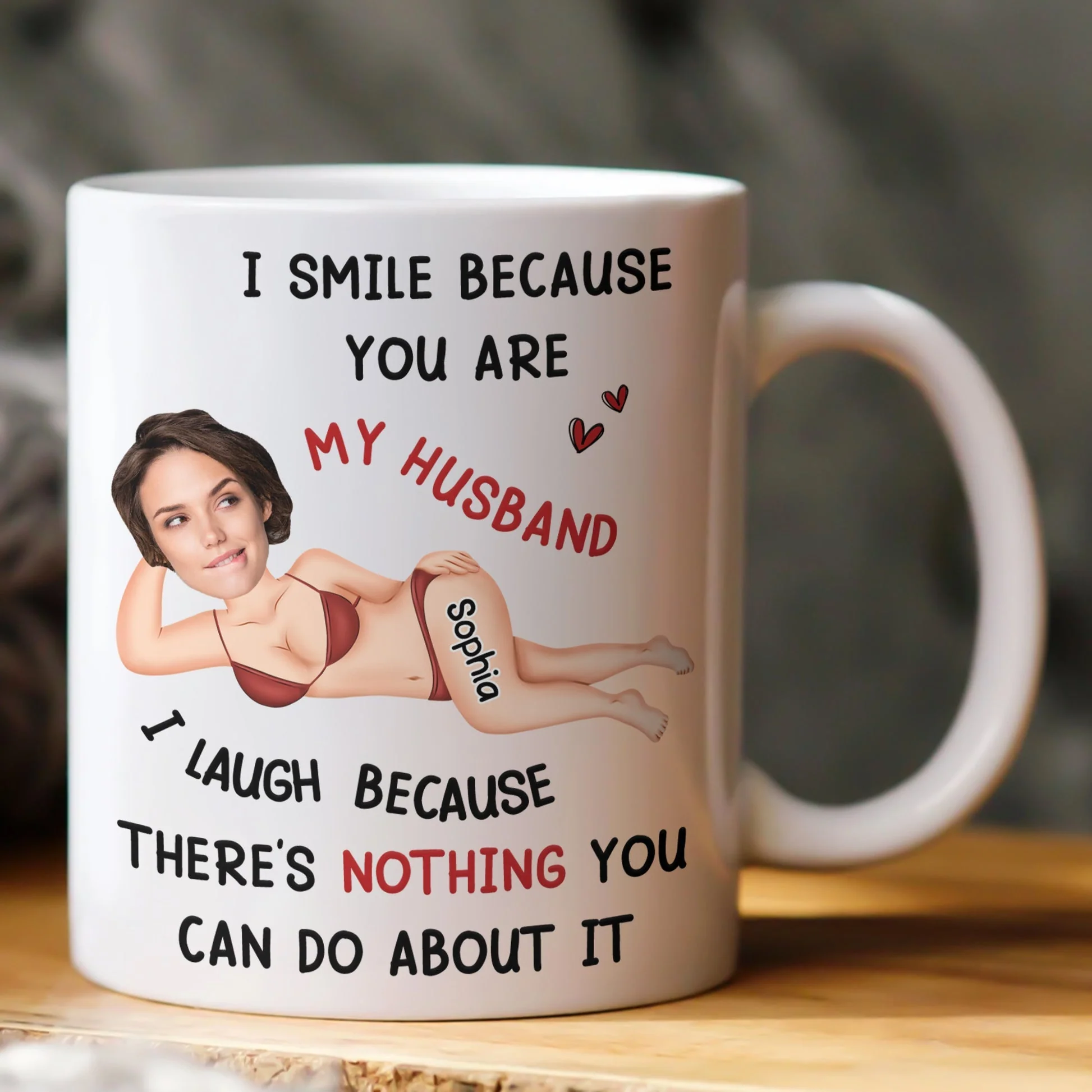 Personalized White Ceramic Mug Funny Husband Love Quote With Custom Photo Look Unique Valentine Gift