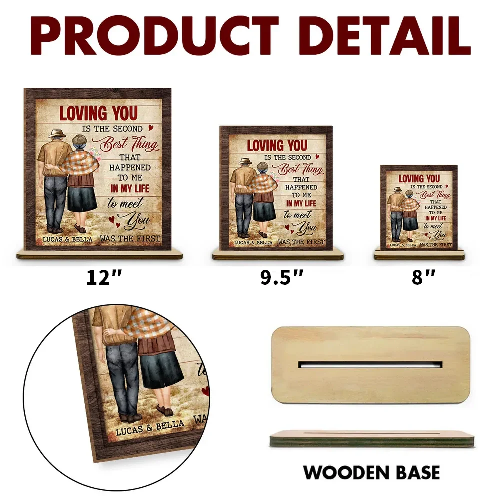 Personalized 2-Layer Wooden Plaque With Vintage Couple Walking Back View Sweet Love Quote, Unique Gift For Wife Or Husband - Image 4