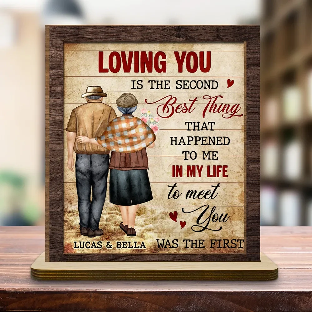 Personalized 2-Layer Wooden Plaque With Vintage Couple Walking Back View Sweet Love Quote, Unique Gift For Wife Or Husband - Image 6
