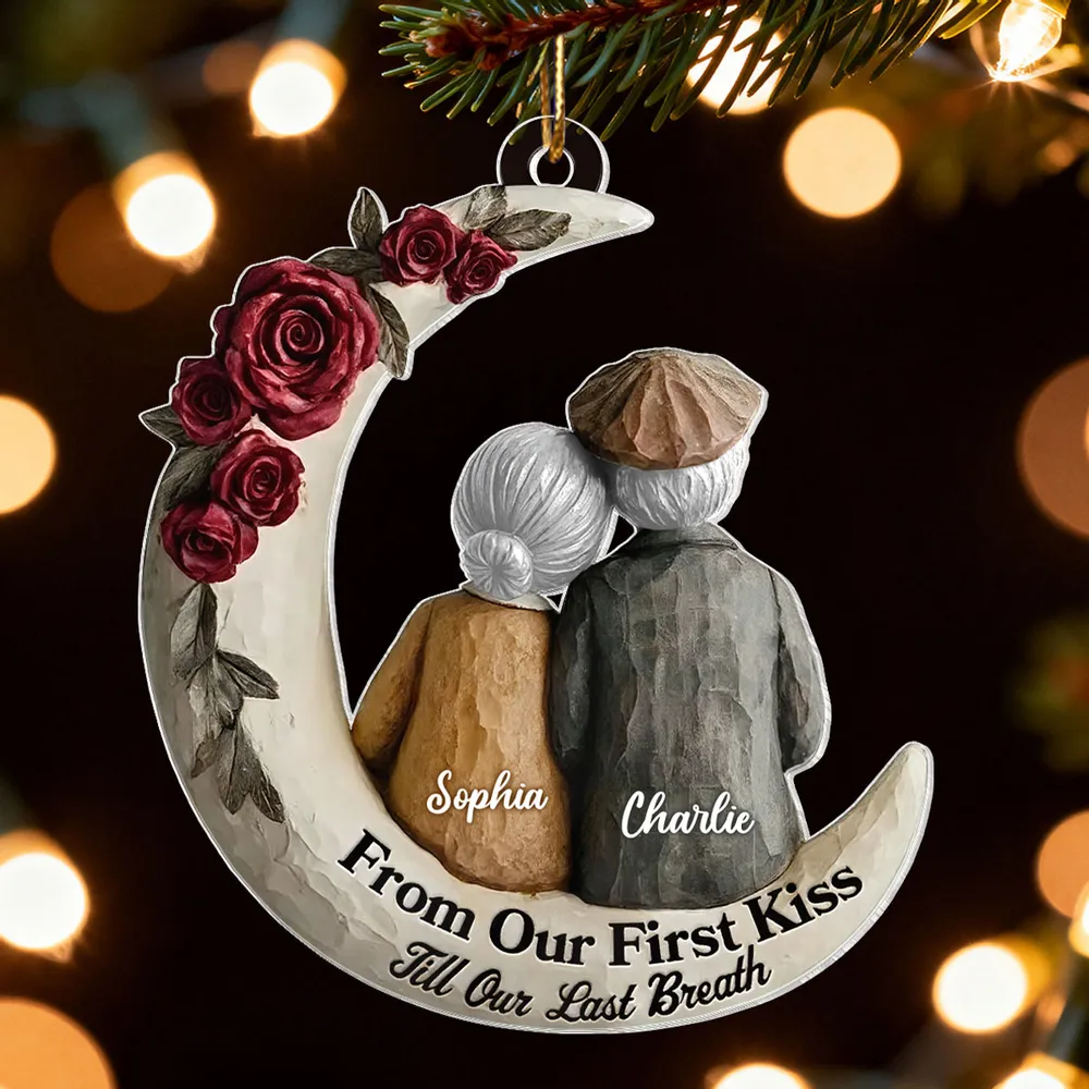 Acrylic Ornament with 'From Our First Kiss Till Our Last Breath' Sweet Couple Moon Christmas Ornament Unique Gift - Image 2