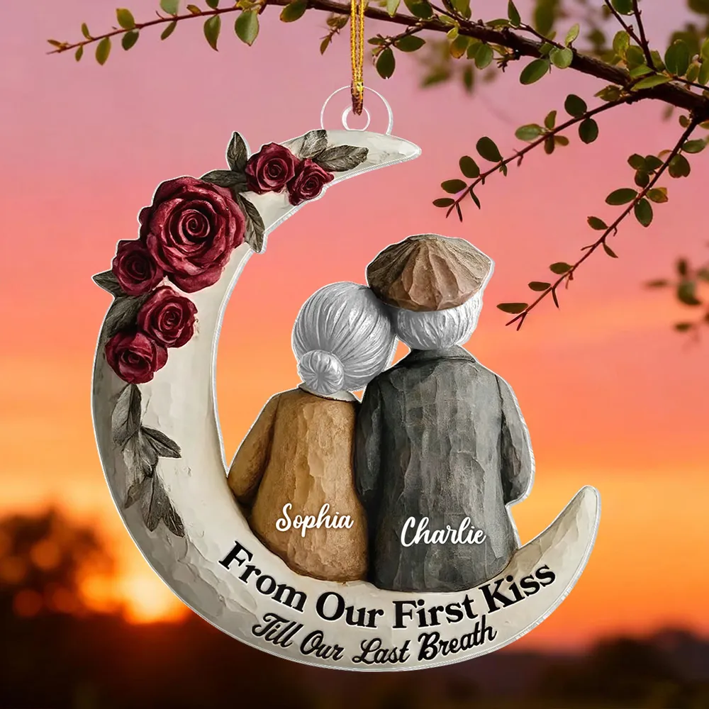Acrylic Ornament with 'From Our First Kiss Till Our Last Breath' Sweet Couple Moon Christmas Ornament Unique Gift - Image 3