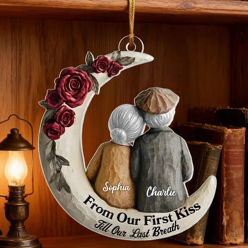 Acrylic Ornament with 'From Our First Kiss Till Our Last Breath' Sweet Couple Moon Christmas Ornament Unique Gift - Image 5