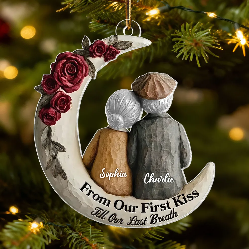 Acrylic Ornament with 'From Our First Kiss Till Our Last Breath' Sweet Couple Moon Christmas Ornament Unique Gift - Image 6