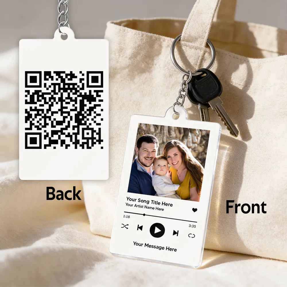 Personalized Song QR Acrylic Keychain With Photo Player Card Look, Romantic Couple Gift, Unique Custom Keepsake - Image 3
