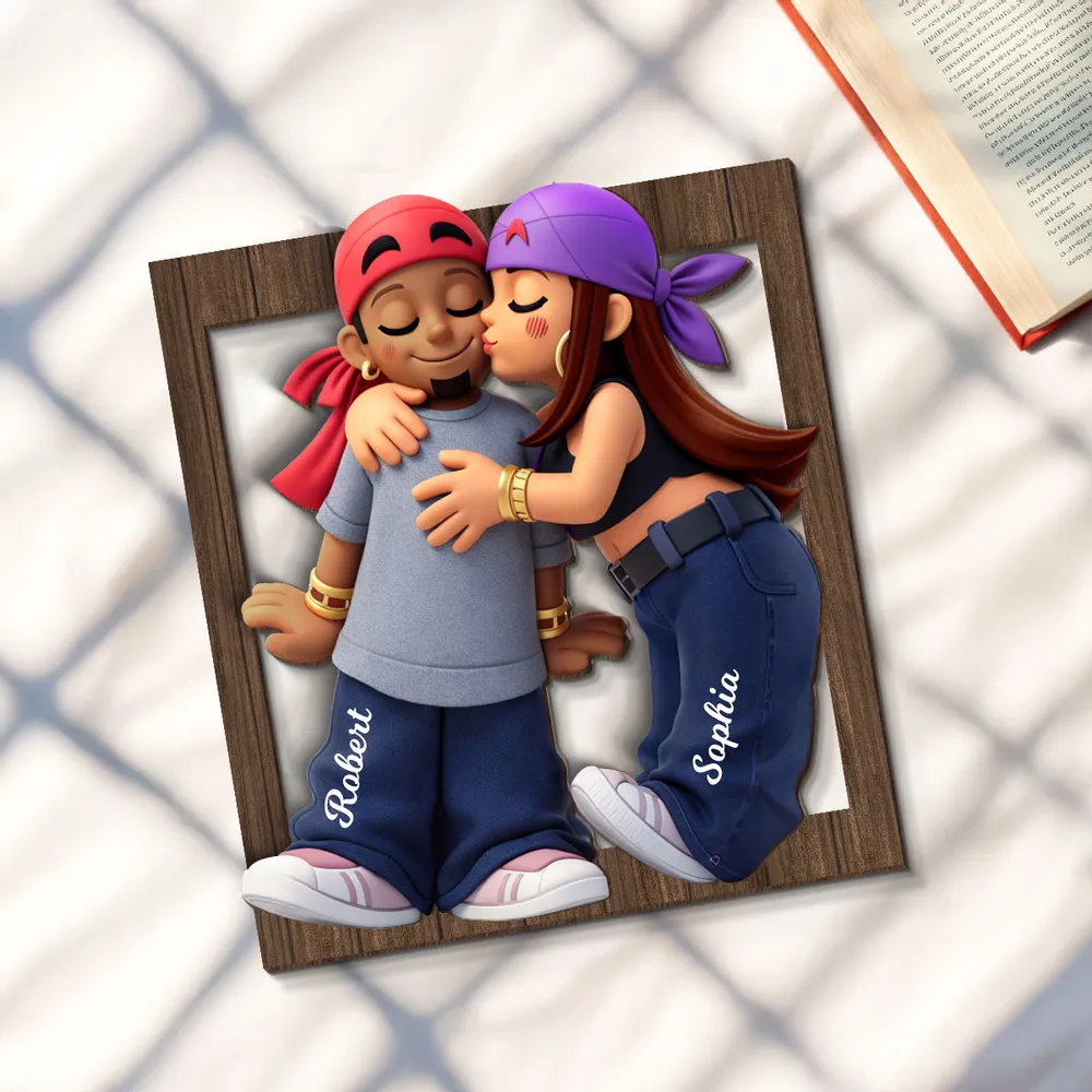 Personalized 2-Layer Wooden Plaque Cute Couple Kissing Keepsake for Bedroom Decor, A Unique Gift for Him or Her - Image 8