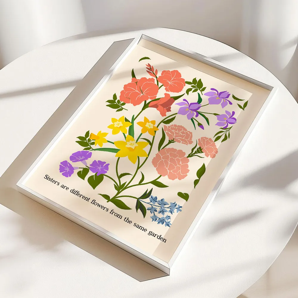 Personalized Birth Flower Bouquet Poster Minimalist Floral Wall Decor Unique Gift for Sisters, Sweet Quote Keepsake - Image 6