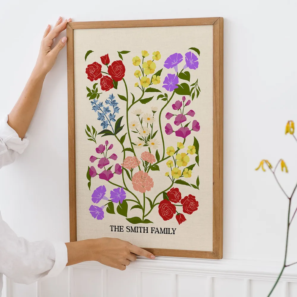 Personalized Birth Flower Bouquet Poster Minimalist Floral Wall Decor Unique Gift for Sisters, Sweet Quote Keepsake - Image 7