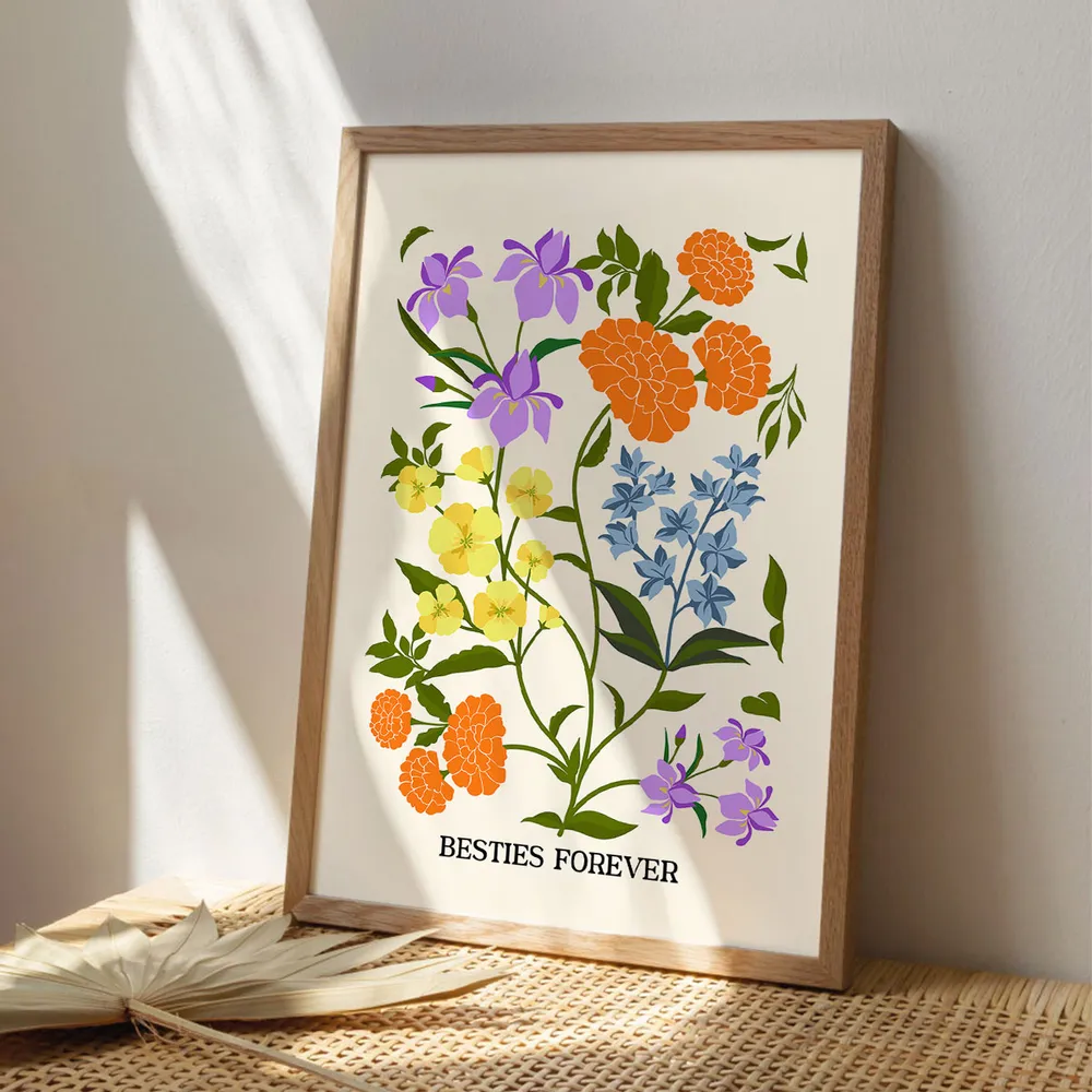 Personalized Birth Flower Bouquet Poster Minimalist Floral Wall Decor Unique Gift for Sisters, Sweet Quote Keepsake - Image 9