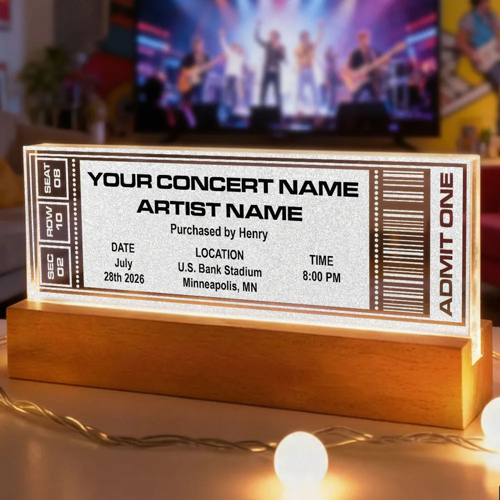Custom Concert Ticket Block LED Light Plaque with Warm Glow, Romantic Keepsake Gift for Couples - Image 5