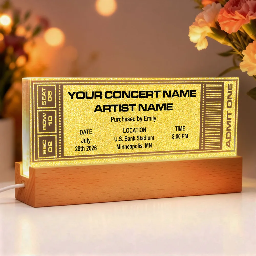 Custom Concert Ticket Block LED Light Plaque with Warm Glow, Romantic Keepsake Gift for Couples - Image 6