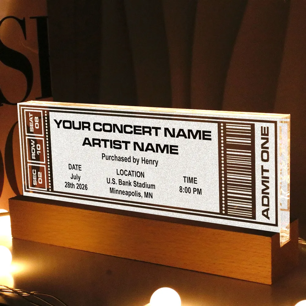 Custom Concert Ticket Block LED Light Plaque with Warm Glow, Romantic Keepsake Gift for Couples - Image 7